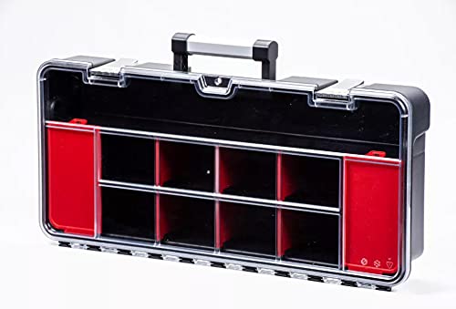 2-Pack Small Parts Organizer Box – Stackable Hardware Storage Organizer Case with 20 Compartments & Dividers – Screw, Nut, Bolt, Drill Bit Organizer for Garage, Workshop, Crafts