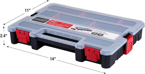 2-Pack Small Parts Organizer Box – Stackable Hardware Storage Organizer Case with 20 Compartments & Dividers – Screw, Nut, Bolt, Drill Bit Organizer for Garage, Workshop, Crafts