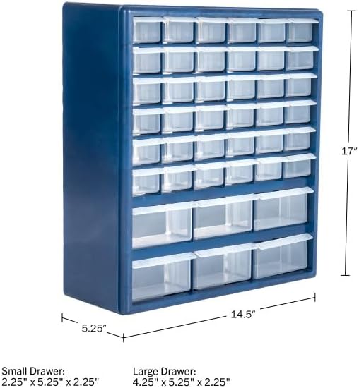 Plastic Storage Drawers – 42 Compartment Organizer – Desktop or Wall Mount Container for Hardware, Parts, Crafts, Beads, or Tools by Stalwart, 10 Targets