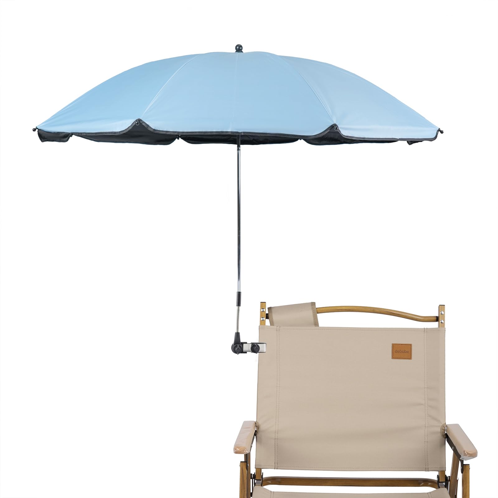Chair Umbrella with Clamp,46 inches UPF 50+ Clip on Parasol for Patio,Beach Chairs,Strollers,Wheelchairs,Golf Carts