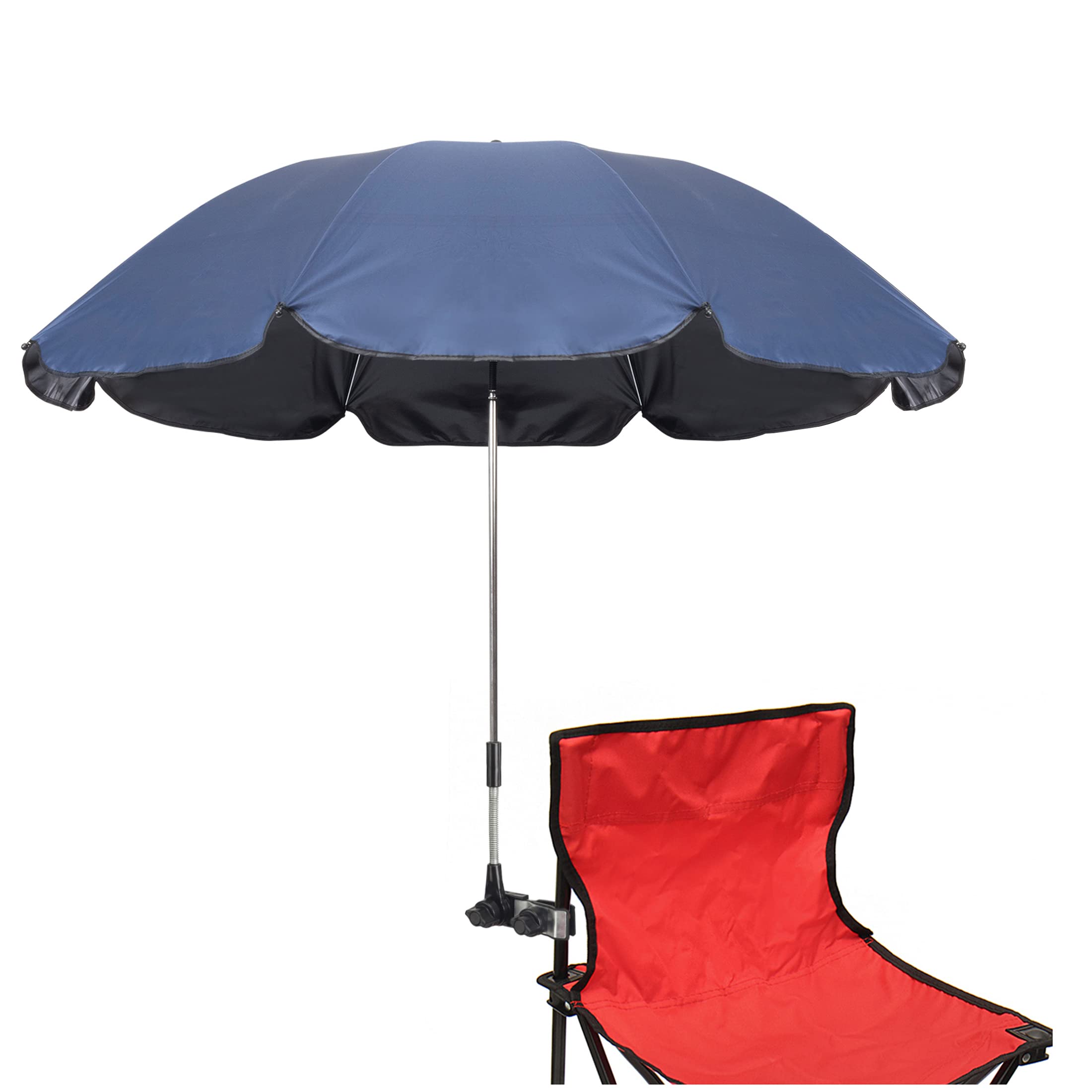 Chair Umbrella with Clamp,46 inches UPF 50+ Clip on Parasol for Patio,Beach Chairs,Strollers,Wheelchairs,Golf Carts