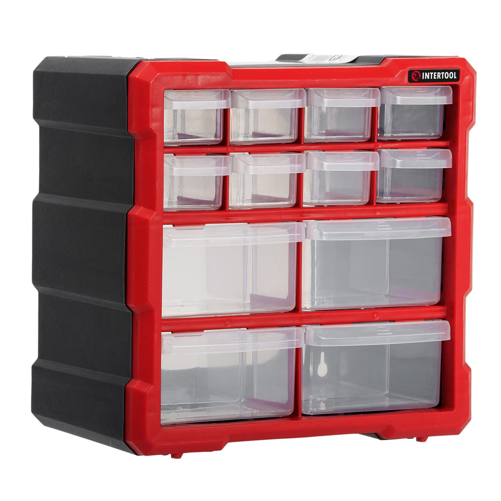 INTERTOOL Small Parts Organizer for Hardware & Screws | 39 Removable Bins with Dividers | Wall Mount or Desktop Craft & Lego Storage Cabinet | 19” x 15” x 6” BX08-4013