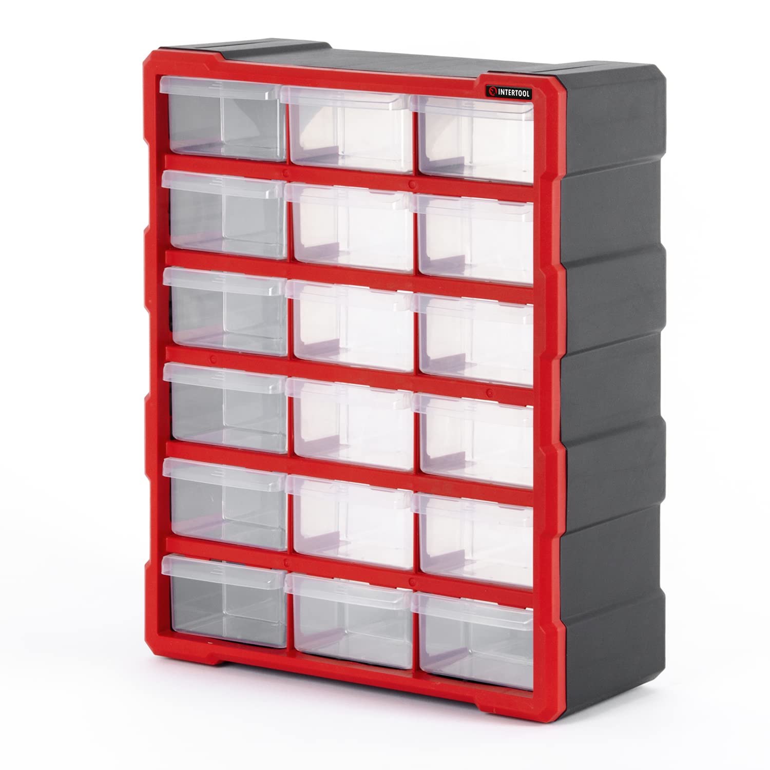 INTERTOOL Small Parts Organizer for Hardware & Screws | 39 Removable Bins with Dividers | Wall Mount or Desktop Craft & Lego Storage Cabinet | 19” x 15” x 6” BX08-4013