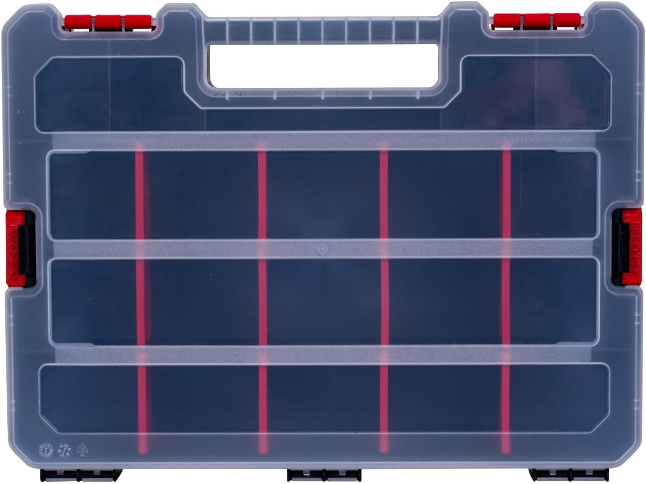 2-Pack Small Parts Organizer Box – Stackable Hardware Storage Organizer Case with 20 Compartments & Dividers – Screw, Nut, Bolt, Drill Bit Organizer for Garage, Workshop, Crafts