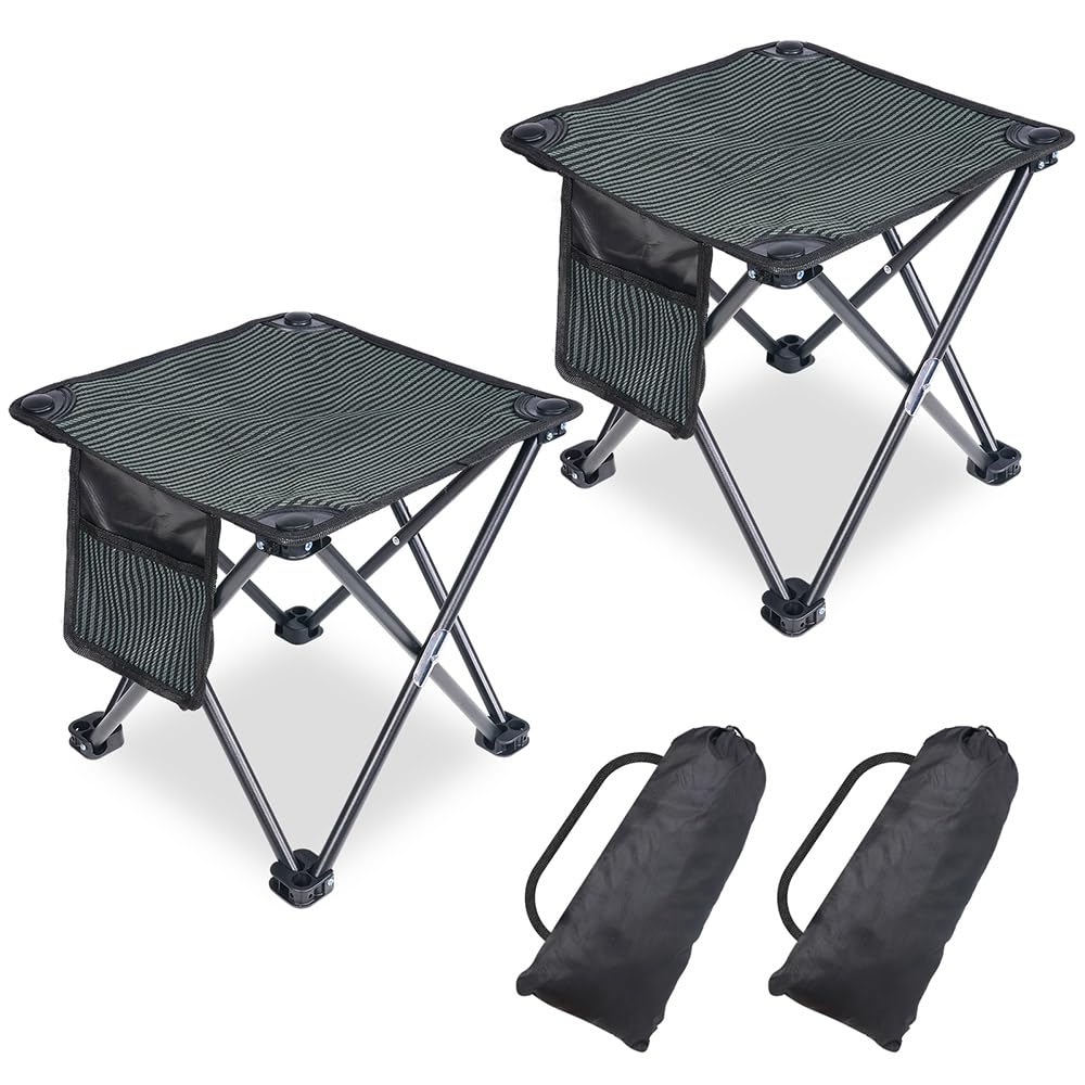 2 Pack Camping Stool Portable, 13.7 Inch Folding Stool for Outdoor Gardening, Fishing, BBQ, Hiking with Carry Bag(400 LBS Capacity)