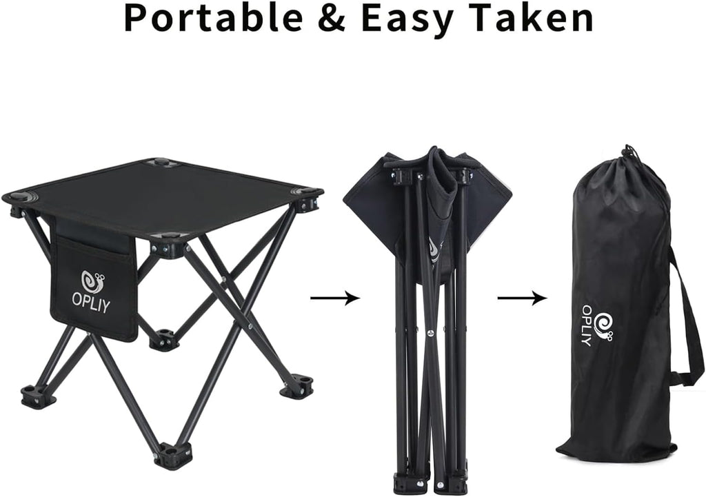Opliy Camping Stool 2 Pack,13 Inch Portable Folding Stool for Outdoor Gardening and Beach Hiking Fishing,Foot Stool with Carry Bag (Black)