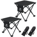 Opliy Camping Stool 2 Pack,13 Inch Portable Folding Stool for Outdoor Gardening and Beach Hiking Fishing,Foot Stool with Carry Bag (Black)