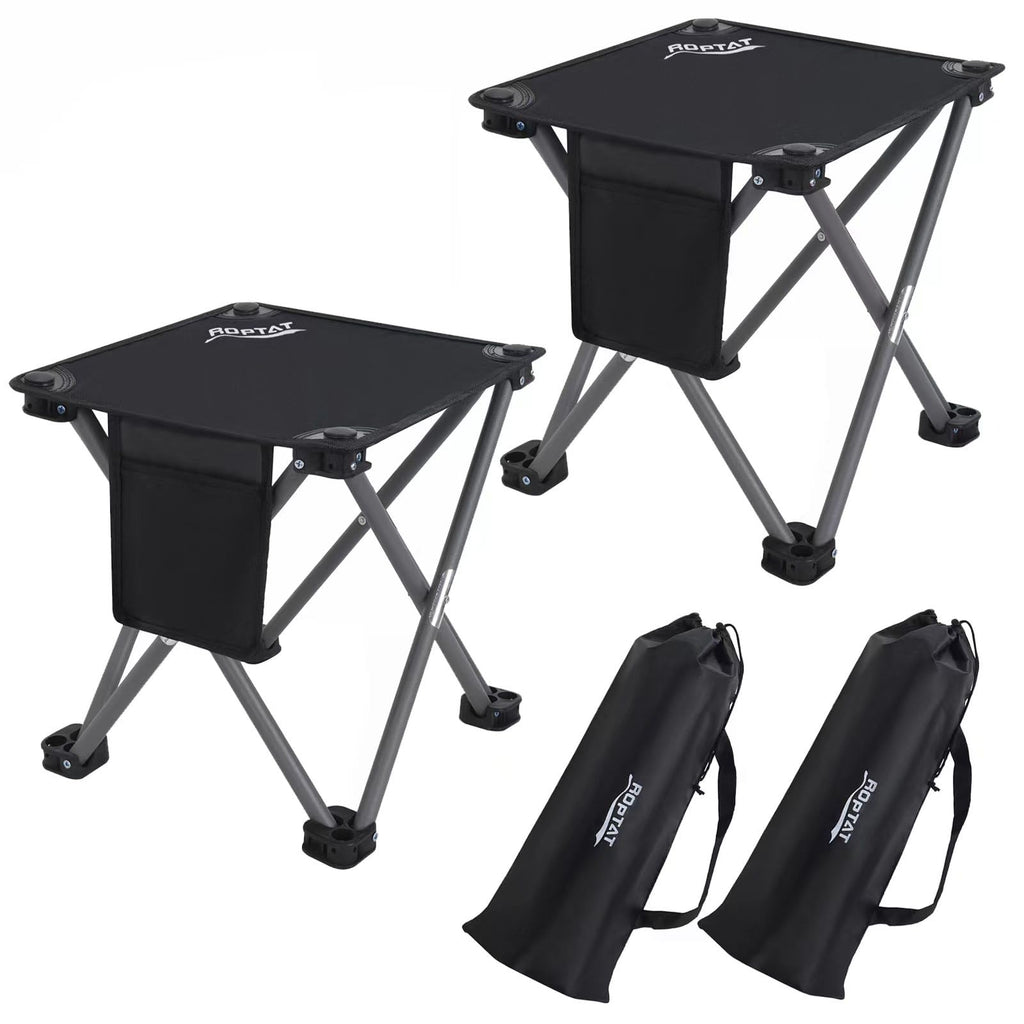 Roptat 2 Pack Camping Stool,Portable Folding Compact Lightweight Stool Seat for Camping Fishing Hiking Gardening Outdoor Walking Backpacking Travelling and Beach with Carry Bag