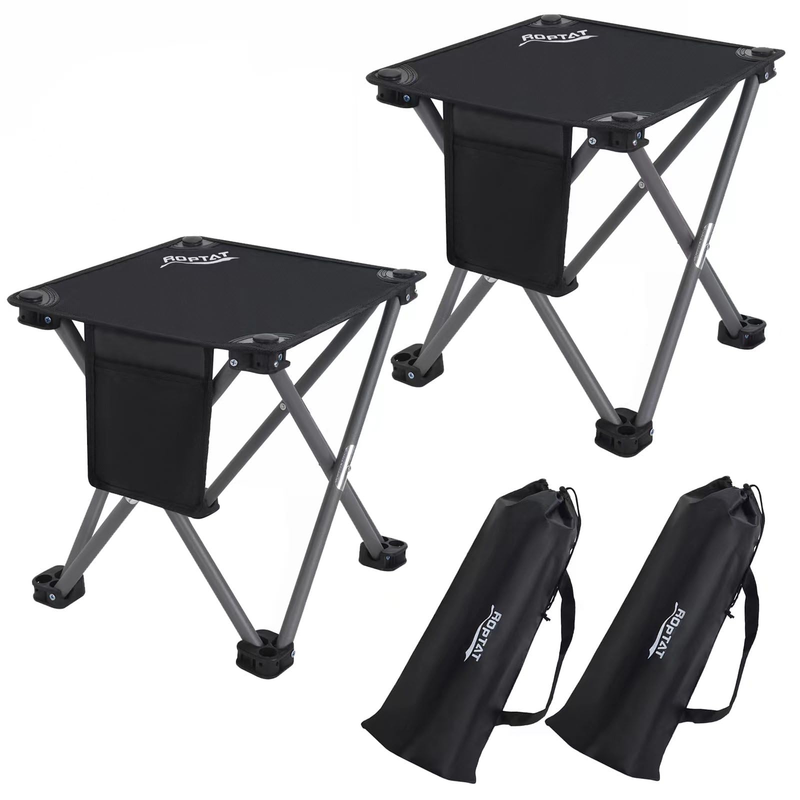 Roptat 2 Pack Camping Stool,Portable Folding Compact Lightweight Stool Seat for Camping Fishing Hiking Gardening Outdoor Walking Backpacking Travelling and Beach with Carry Bag