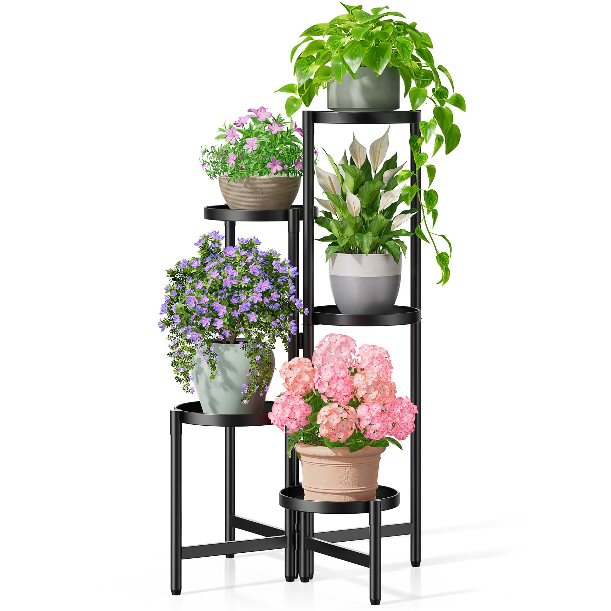 Gold Plant Stand Indoor Outdoor, Corner Metal Flower Pot Stands for Multiple Plants, 5 Tier Heavy Duty Plant Shelf for Patio Garden Balcony Living Room Bedroom - GoldWave