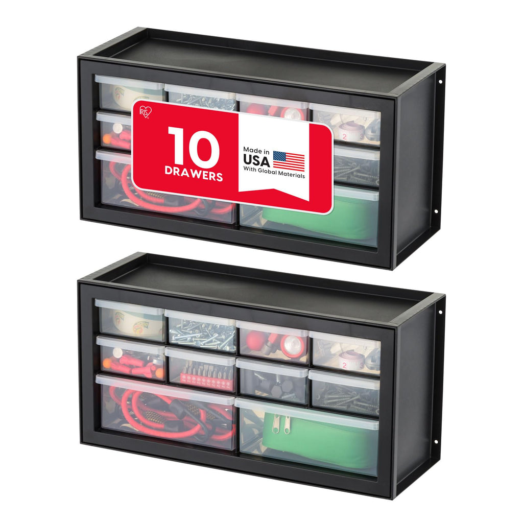 IRIS USA 44-Drawer Small Parts Organizer, Made in USA, Storage Drawers for Beads, Crafts, Building Bricks, Screws, Nuts, Bolts, Electronics, Hardware, Stackable Garage Storage Cabinet, White