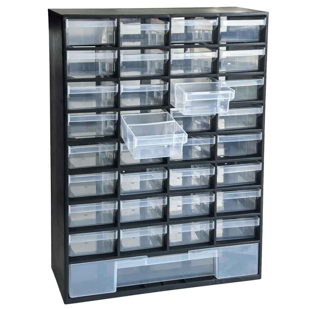 33 Drawer Plastic Small Parts Organizer, Storage Bin with Drawers for Hardware, Parts, Crafts, Beads, 11.8 x 16.1 x 5.2 Inches (Black)