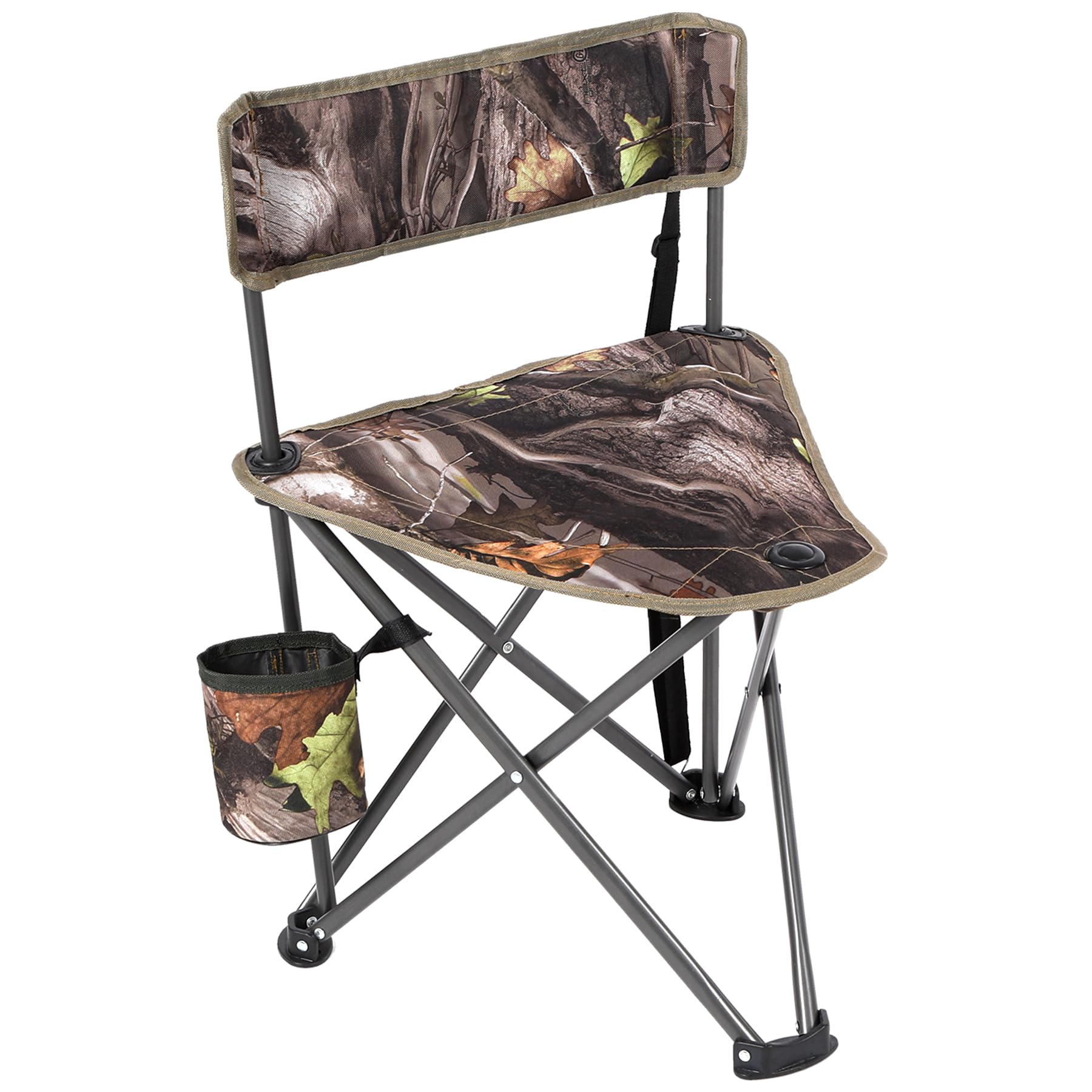 REDCAMP 2 Pack Tripod Camping Chairs Folding Lightweight, Portable 3 Legged Tripod Stool Seat with Backrest, Small Golf Chair Compact for Adults Fishing Hunting, Black