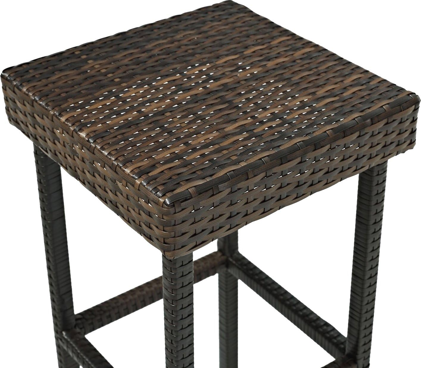Furniture Brown Palm Harbor Wicker Counter Height Outdoor Bar Stools Set of 2 for Patio Backyard Deck
