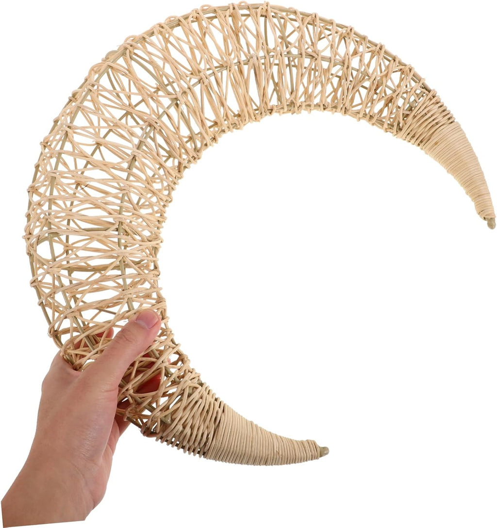 Ciieeo Rattan Moon Hanging Decor for Crafts Natural Handmade Ornament for Room and Outdoor Party Decoration for Holidays and Special Occasions