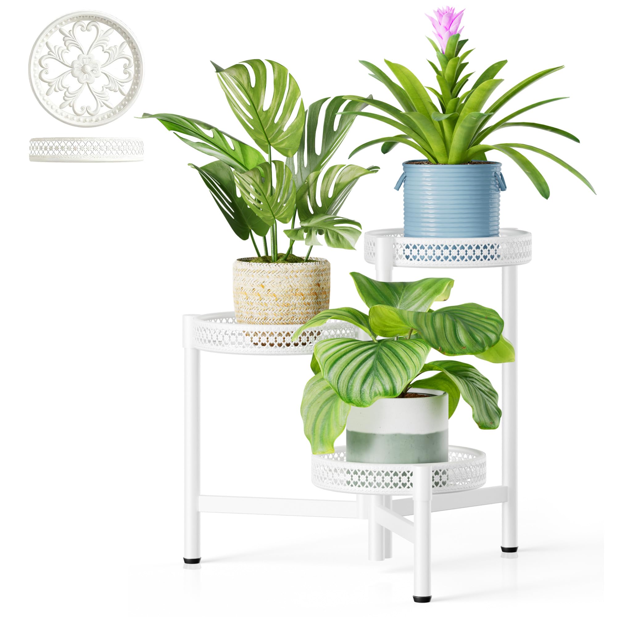 Gold Plant Stand Indoor Outdoor, Corner Metal Flower Pot Stands for Multiple Plants, 5 Tier Heavy Duty Plant Shelf for Patio Garden Balcony Living Room Bedroom - GoldWave