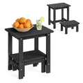 LUE BONA Outdoor Side Table, 2-Tier HDPS Outdoor Nesting End Table with Removable Small Foot Stool for Patio, Deck, Poolside, Low Maintenance & Weather Resistant, Navy