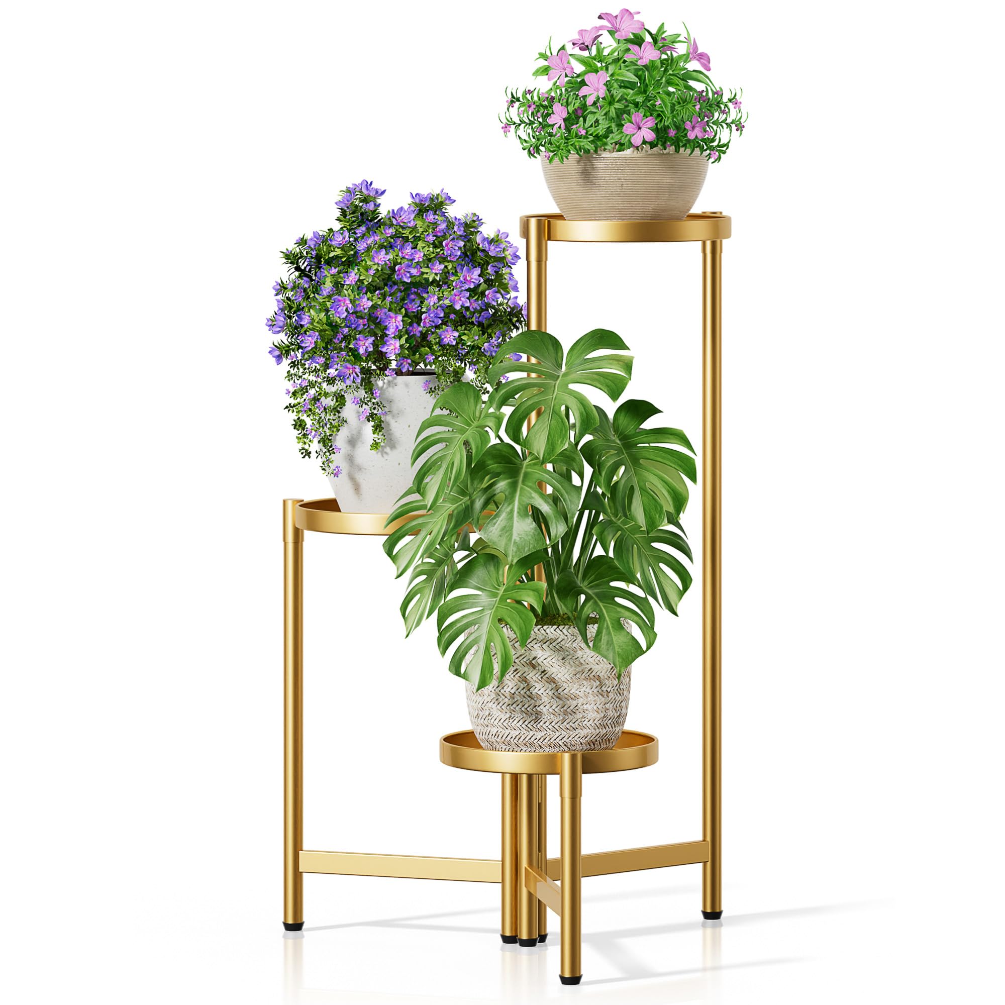 Gold Plant Stand Indoor Outdoor, Corner Metal Flower Pot Stands for Multiple Plants, 5 Tier Heavy Duty Plant Shelf for Patio Garden Balcony Living Room Bedroom - GoldWave
