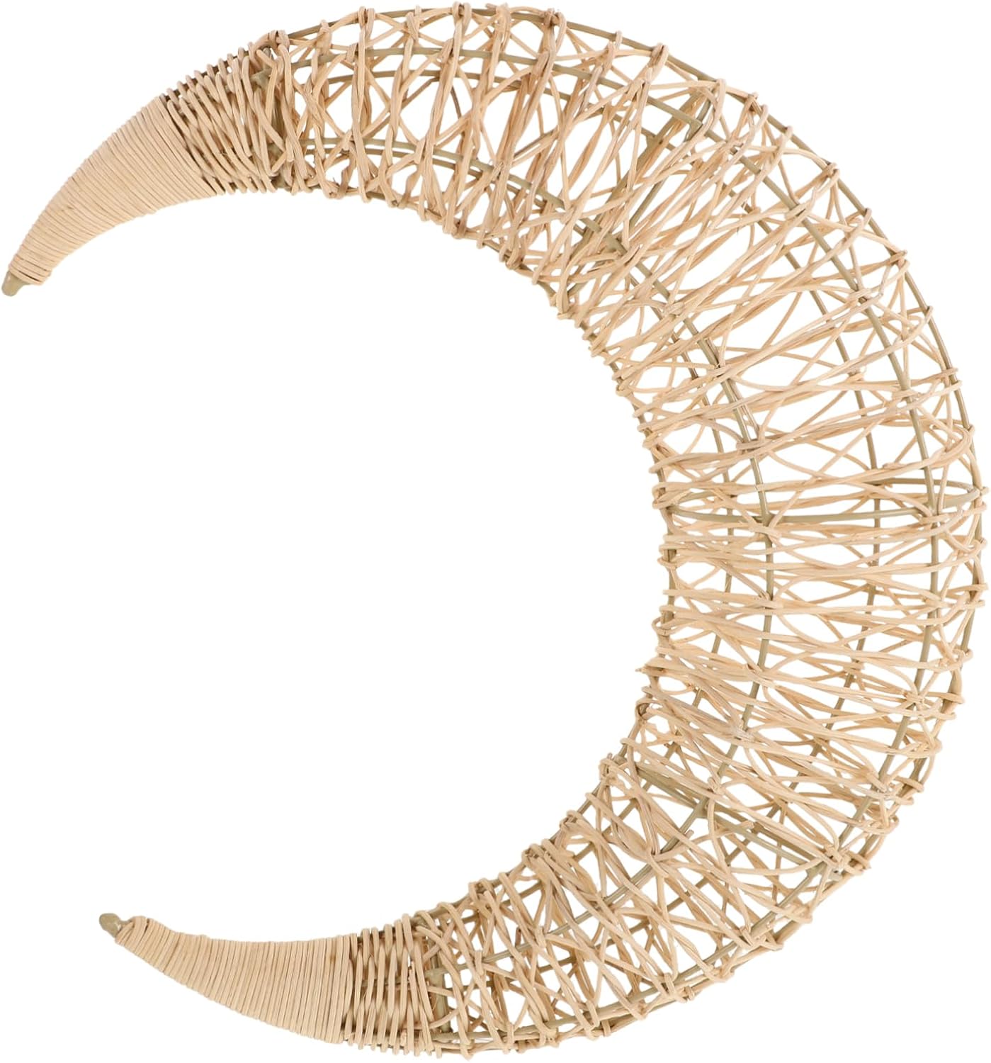 Ciieeo Rattan Moon Hanging Decor for Crafts Natural Handmade Ornament for Room and Outdoor Party Decoration for Holidays and Special Occasions