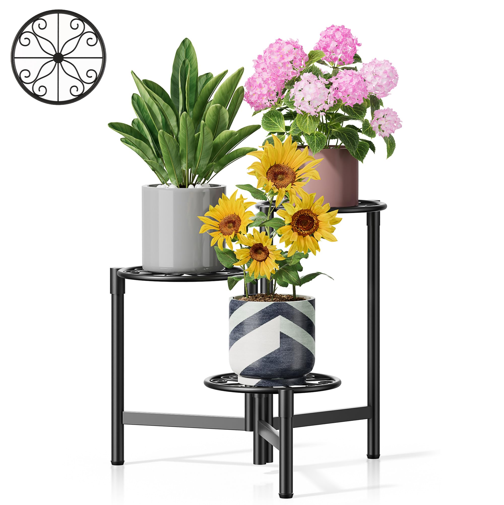 Gold Plant Stand Indoor Outdoor, Corner Metal Flower Pot Stands for Multiple Plants, 5 Tier Heavy Duty Plant Shelf for Patio Garden Balcony Living Room Bedroom - GoldWave