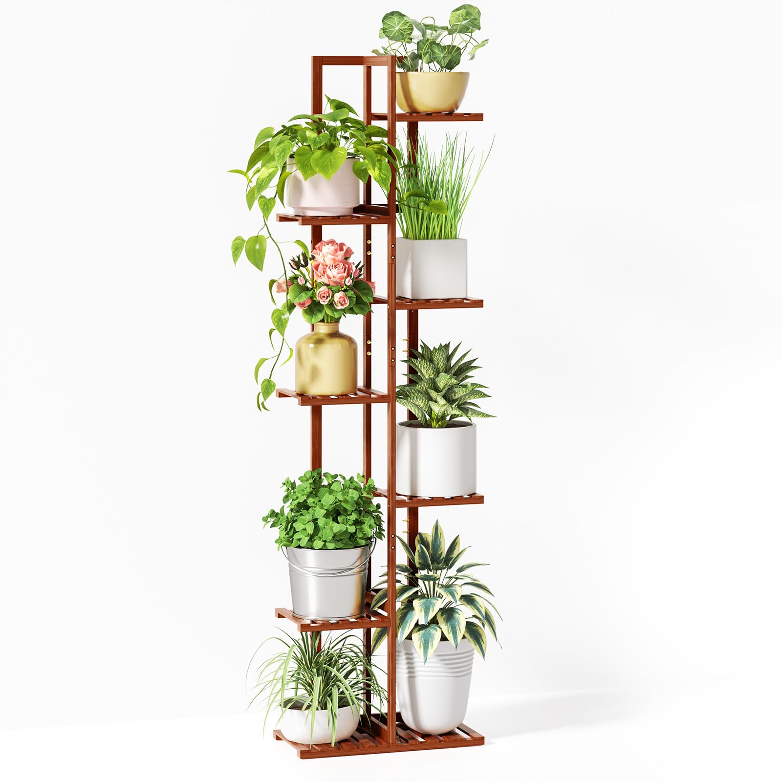 ROSSNY 48 Inch Talll Plant Stand Indoor, 6 Tier 7 Potted Bamboo Plant Stands for Indoor Plants, Corner Plant Stand, Plant Shelf For Indoor, Tiered Plant Stands, Indoor Plant Holder, Natural