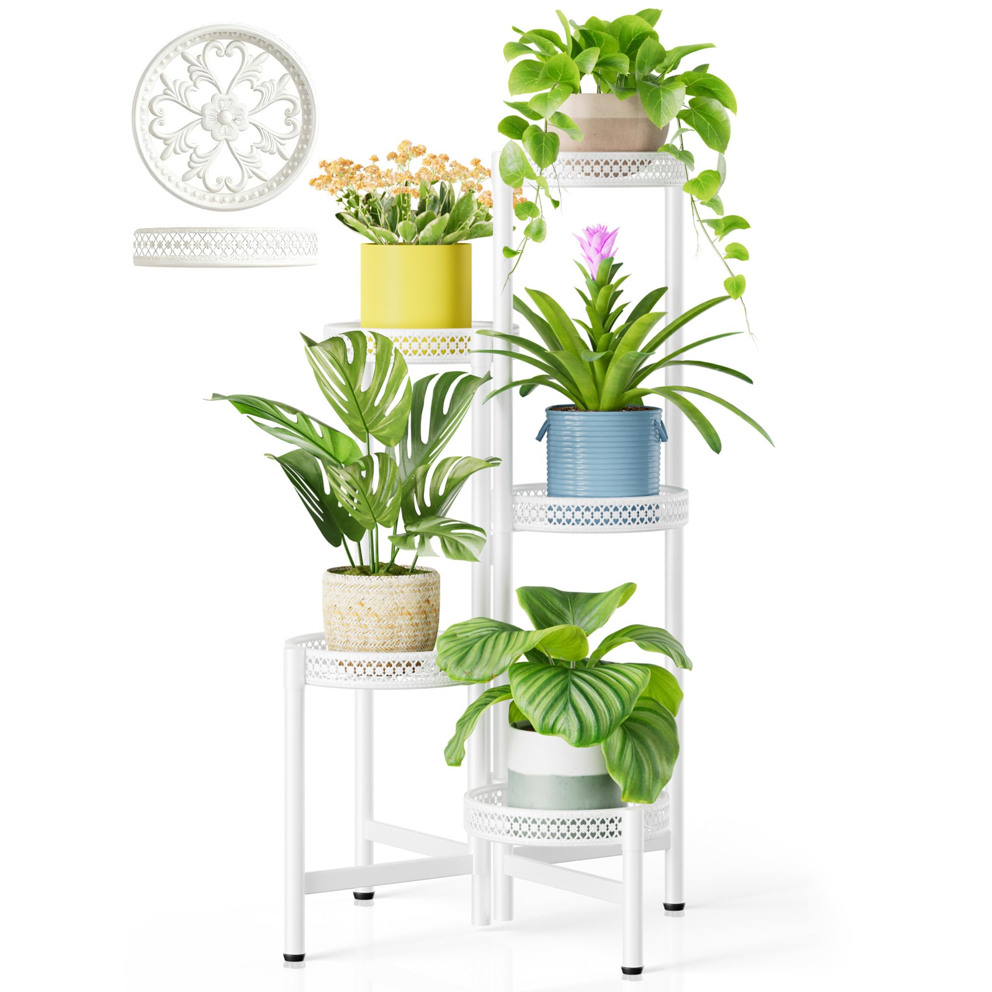 Gold Plant Stand Indoor Outdoor, Corner Metal Flower Pot Stands for Multiple Plants, 5 Tier Heavy Duty Plant Shelf for Patio Garden Balcony Living Room Bedroom - GoldWave