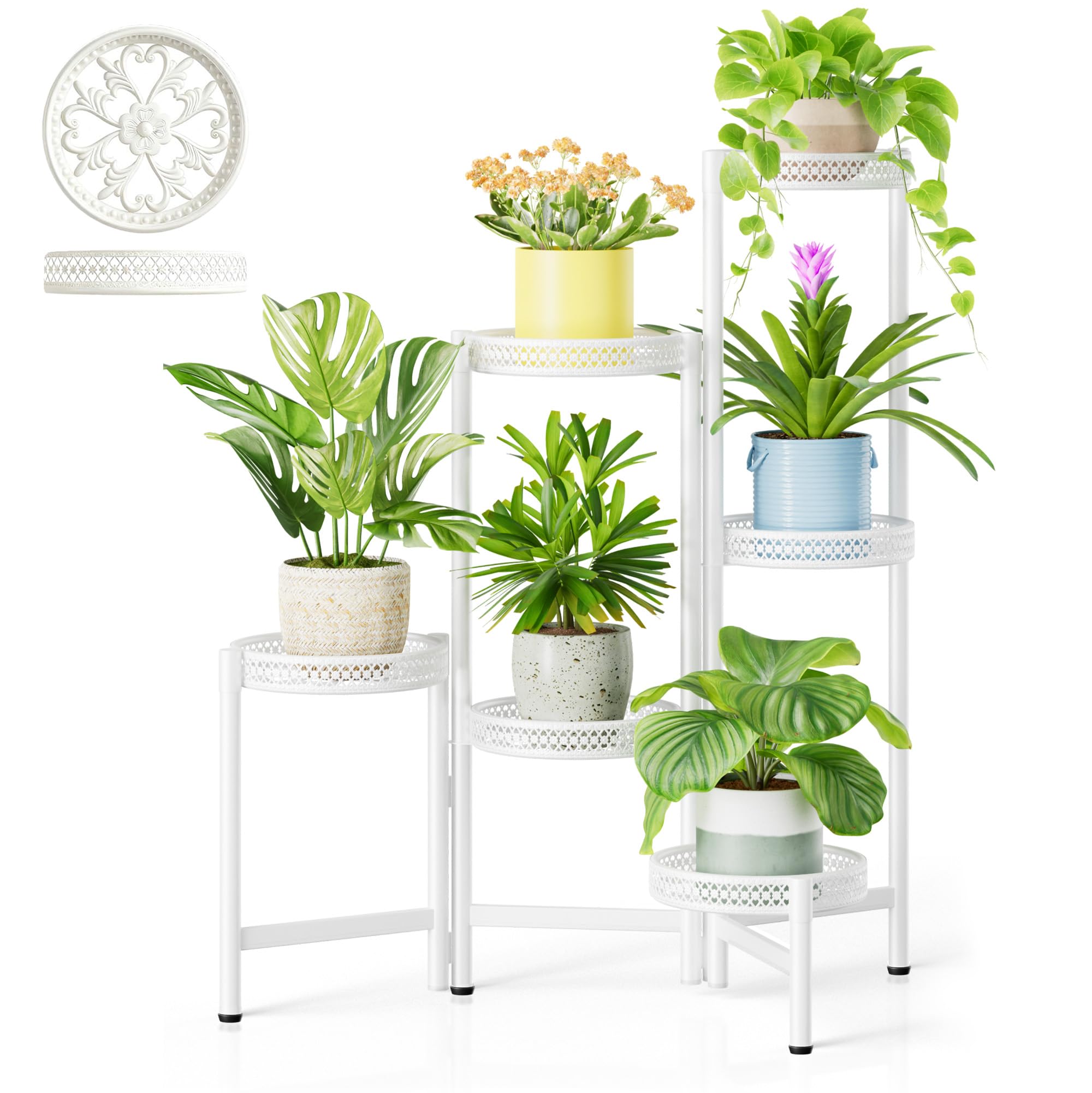 Gold Plant Stand Indoor Outdoor, Corner Metal Flower Pot Stands for Multiple Plants, 5 Tier Heavy Duty Plant Shelf for Patio Garden Balcony Living Room Bedroom - GoldWave