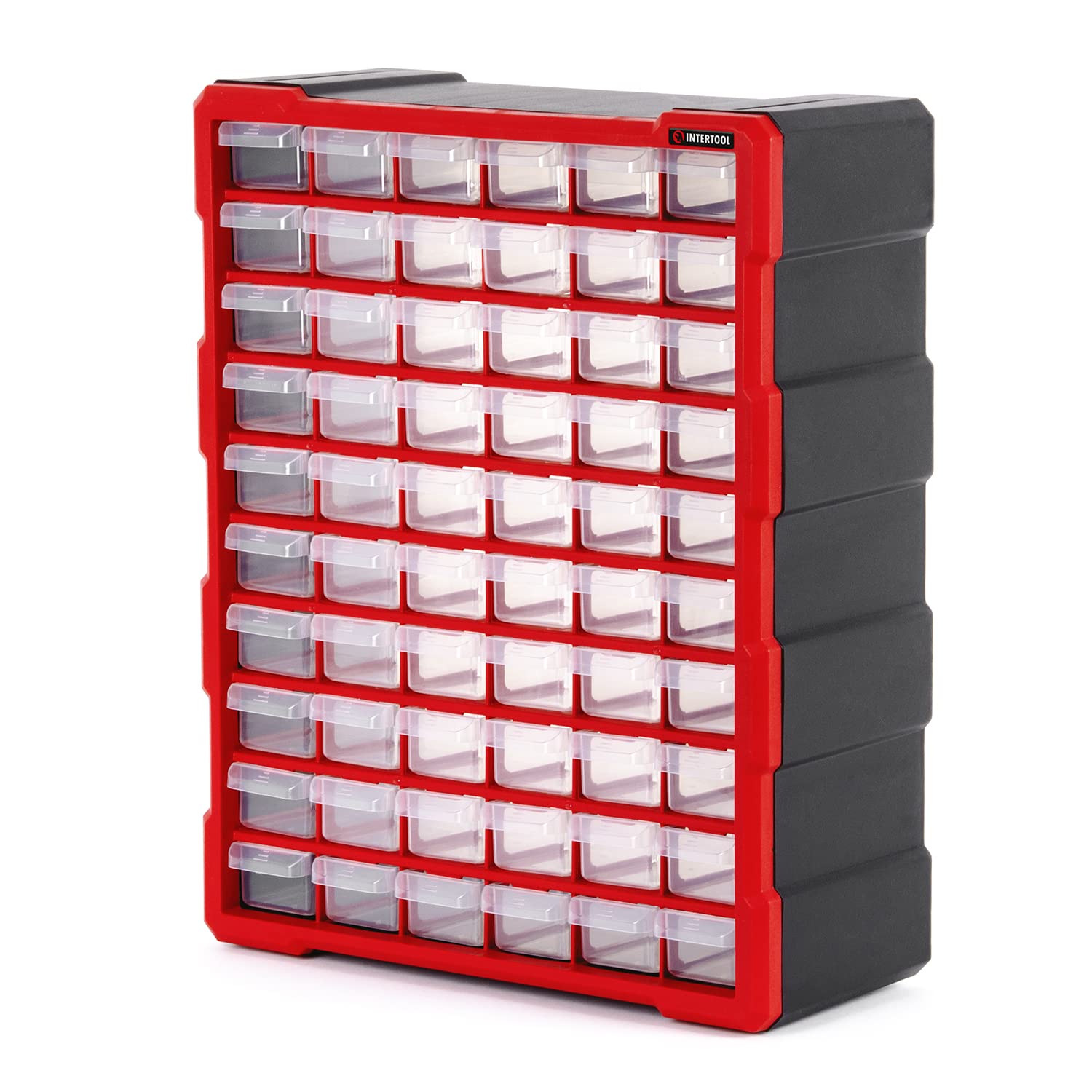 INTERTOOL Small Parts Organizer for Hardware & Screws | 39 Removable Bins with Dividers | Wall Mount or Desktop Craft & Lego Storage Cabinet | 19” x 15” x 6” BX08-4013