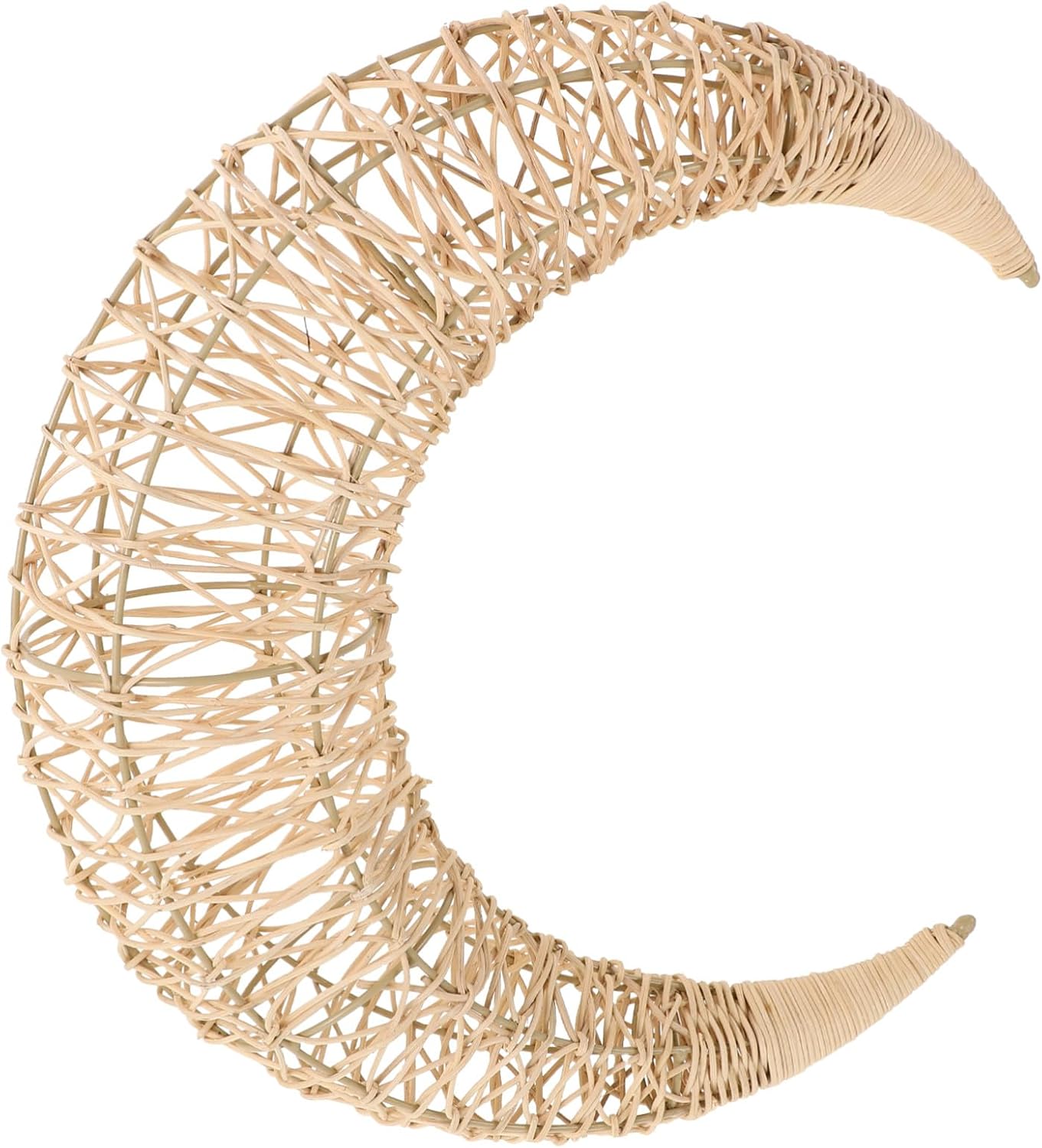 Handmade Rattan Moon Hanging Decor for Outdoor and Indoor Use Whimsical Moon Shape Ornament for DIY Crafts Boho Style Holiday Party Decoration Unique Artisan Gift for Living