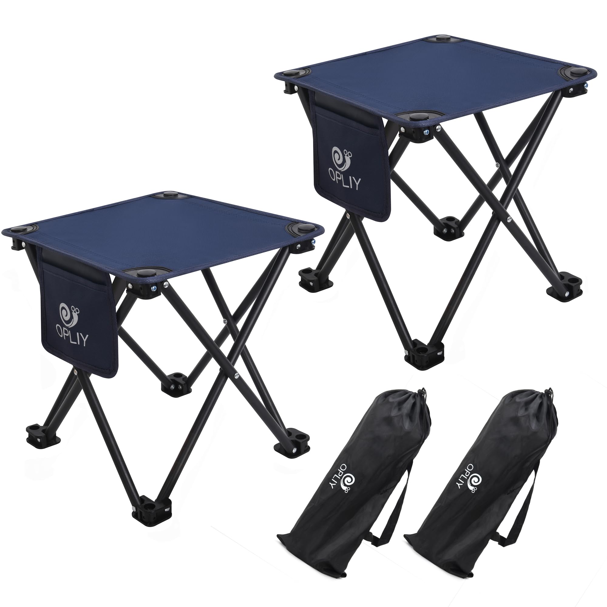 Opliy Camping Stool 2 Pack,13 Inch Portable Folding Stool for Outdoor Gardening and Beach Hiking Fishing,Foot Stool with Carry Bag (Black)