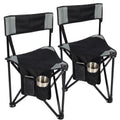 REDCAMP 2 Pack Tripod Camping Chairs Folding Lightweight, Portable 3 Legged Tripod Stool Seat with Backrest, Small Golf Chair Compact for Adults Fishing Hunting, Black