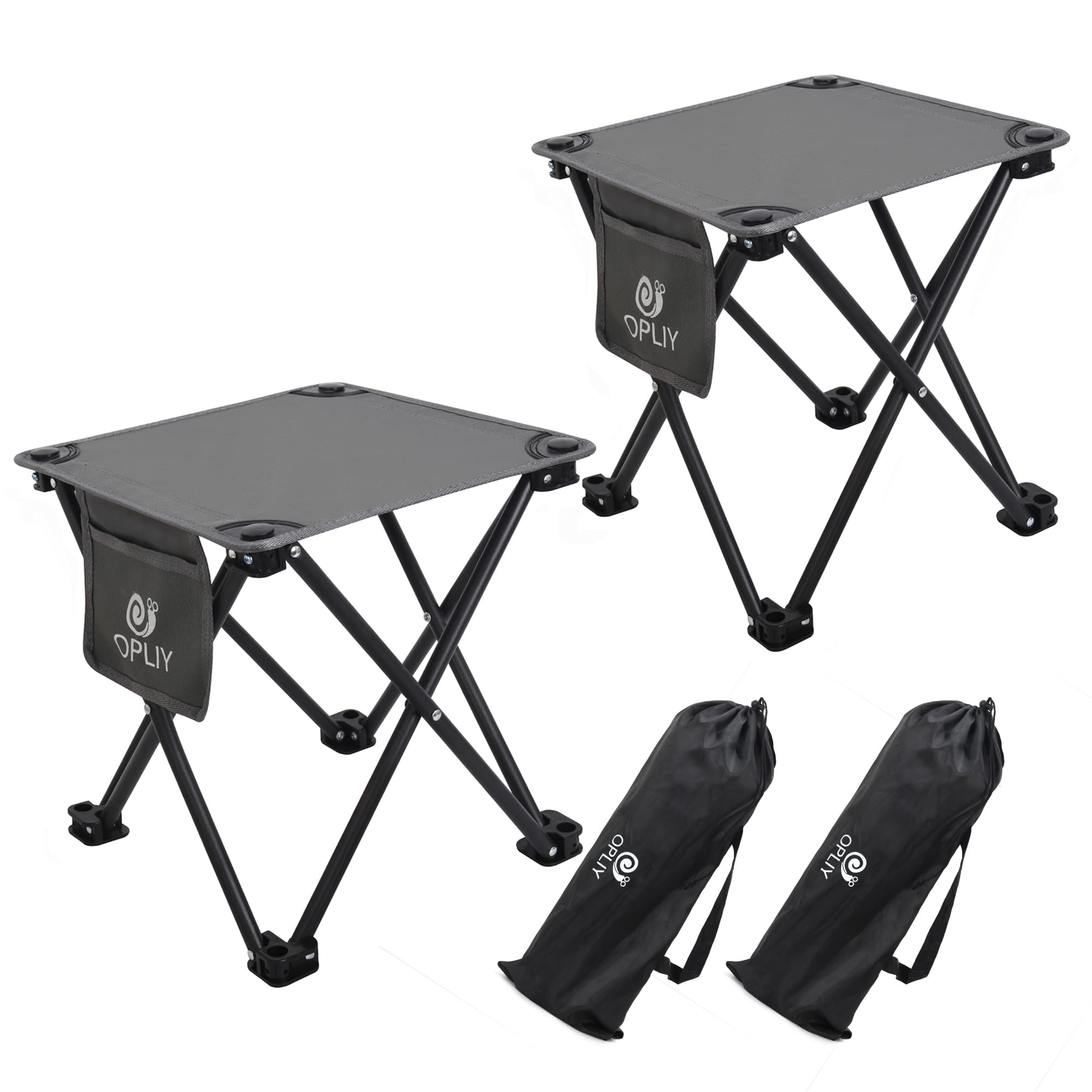 Opliy Camping Stool 2 Pack,13 Inch Portable Folding Stool for Outdoor Gardening and Beach Hiking Fishing,Foot Stool with Carry Bag (Black)