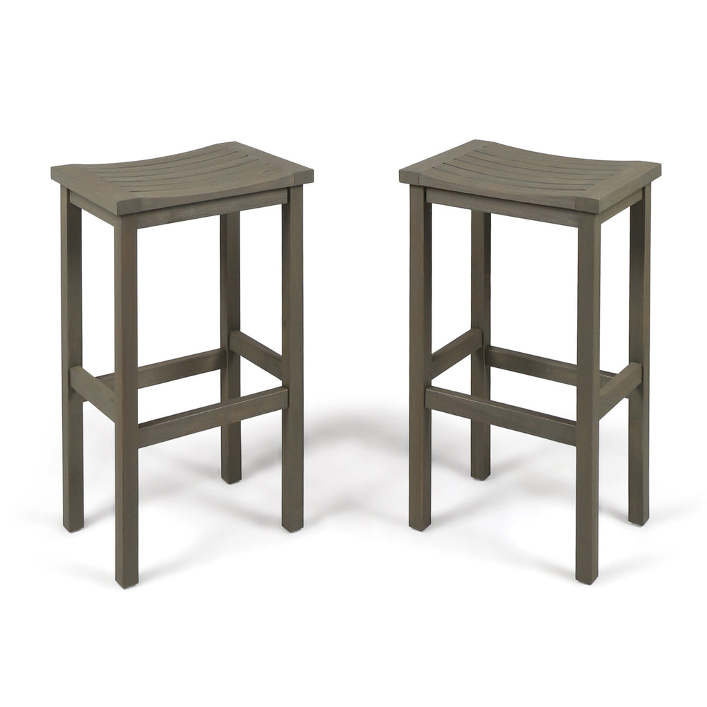 Christopher Knight Home Caribbean Outdoor 30" Acacia Wood Barstools, 2-Pcs Set, Natural Stained