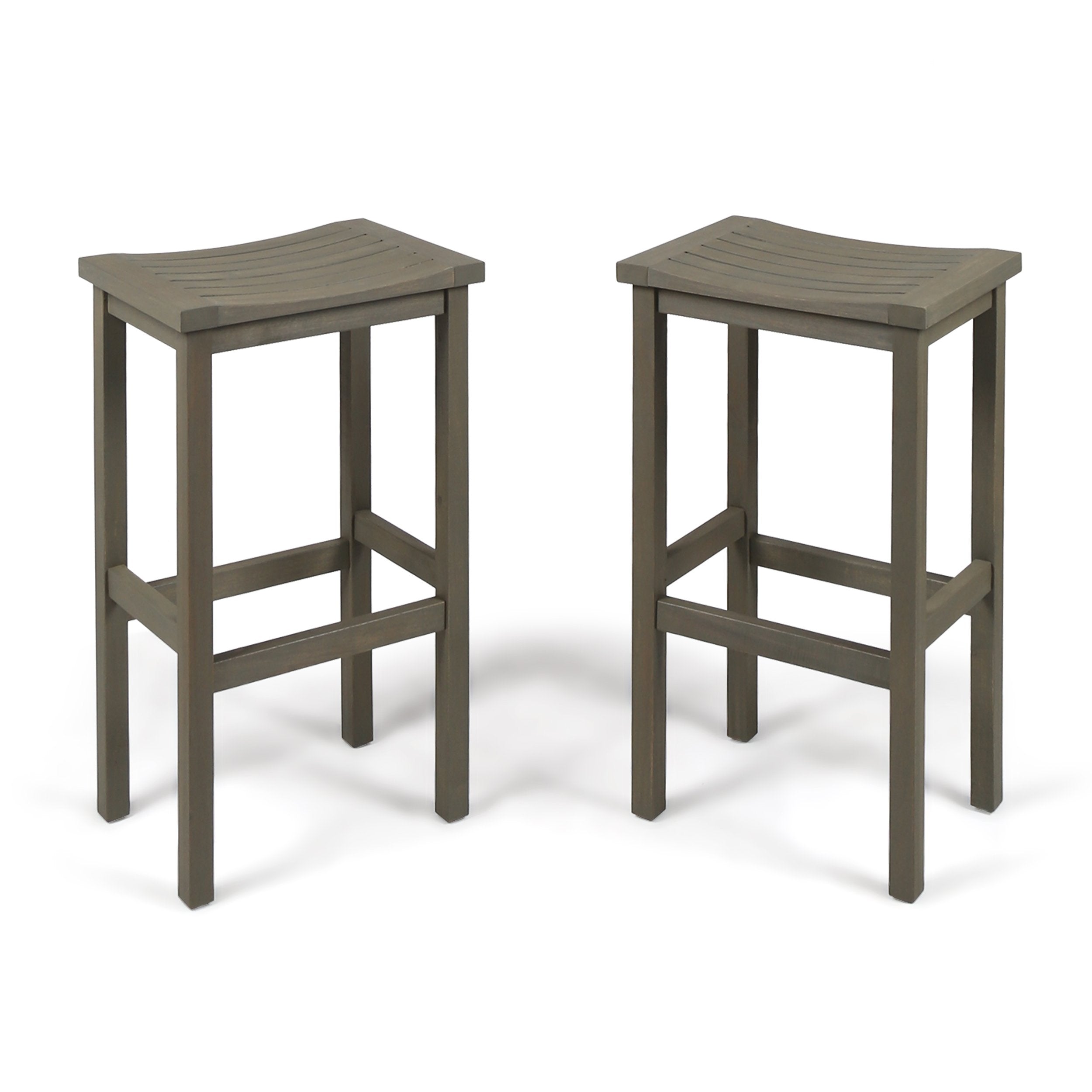 Christopher Knight Home Caribbean Outdoor 30" Acacia Wood Barstools, 2-Pcs Set, Natural Stained