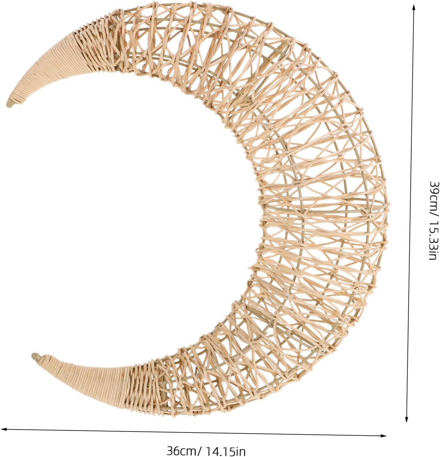 Handmade Rattan Moon Hanging Decor for Outdoor and Indoor Use Whimsical Moon Shape Ornament for DIY Crafts Boho Style Holiday Party Decoration Unique Artisan Gift for Living