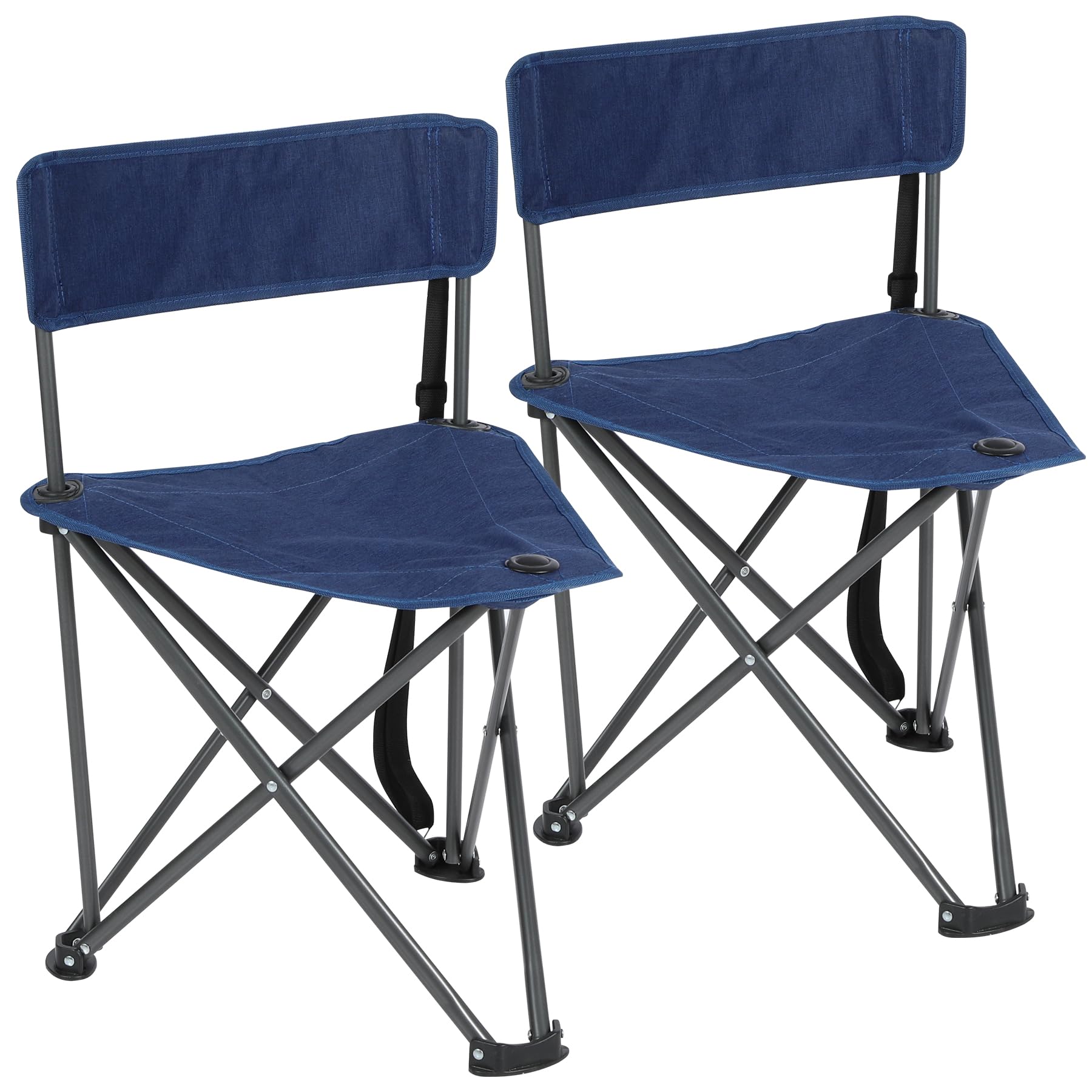 REDCAMP 2 Pack Tripod Camping Chairs Folding Lightweight, Portable 3 Legged Tripod Stool Seat with Backrest, Small Golf Chair Compact for Adults Fishing Hunting, Black