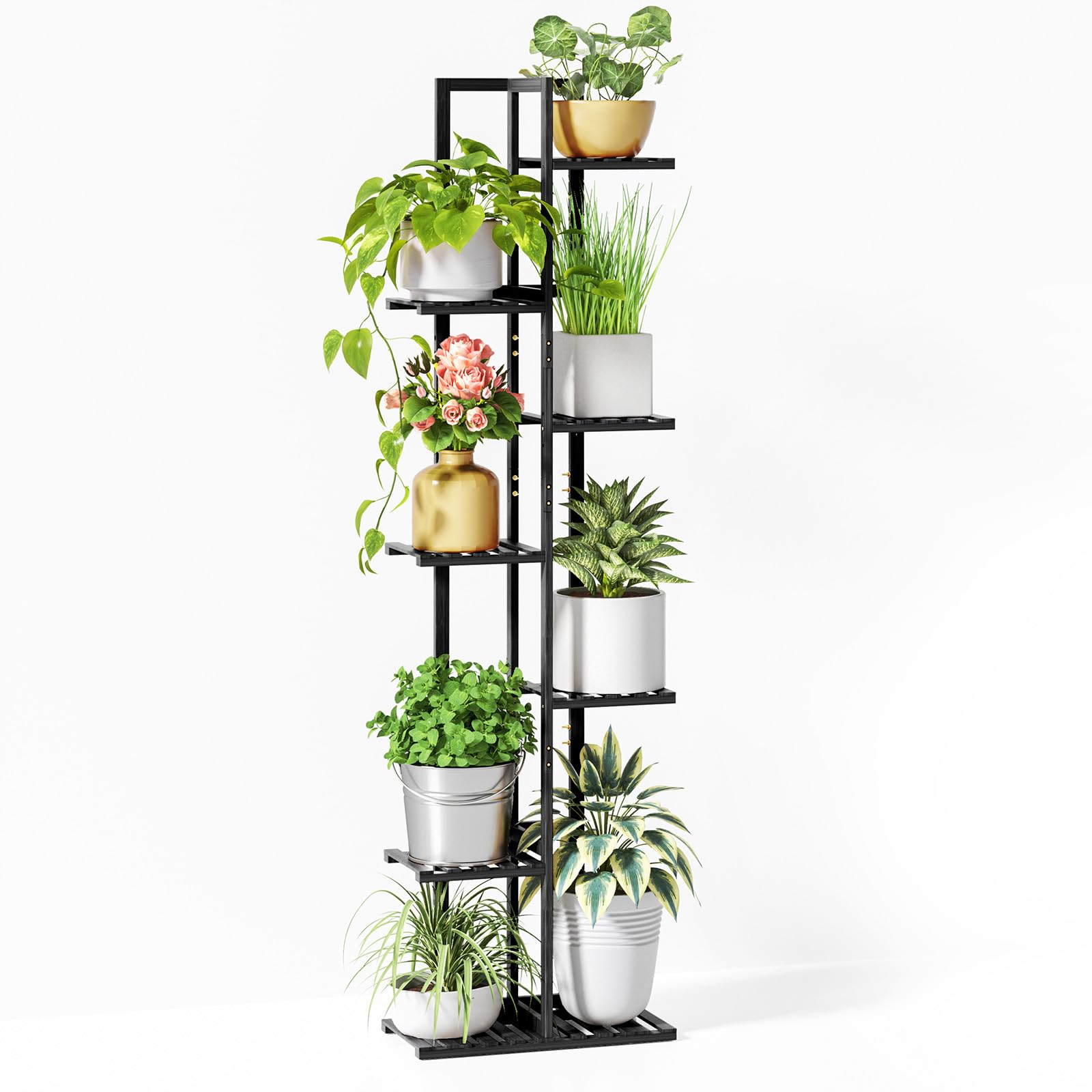 ROSSNY 48 Inch Talll Plant Stand Indoor, 6 Tier 7 Potted Bamboo Plant Stands for Indoor Plants, Corner Plant Stand, Plant Shelf For Indoor, Tiered Plant Stands, Indoor Plant Holder, Natural