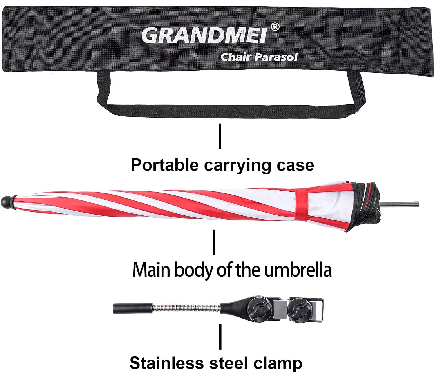 Chair Umbrella with Clamp,46 inches UPF 50+ Clip on Parasol for Patio,Beach Chairs,Strollers,Wheelchairs,Golf Carts