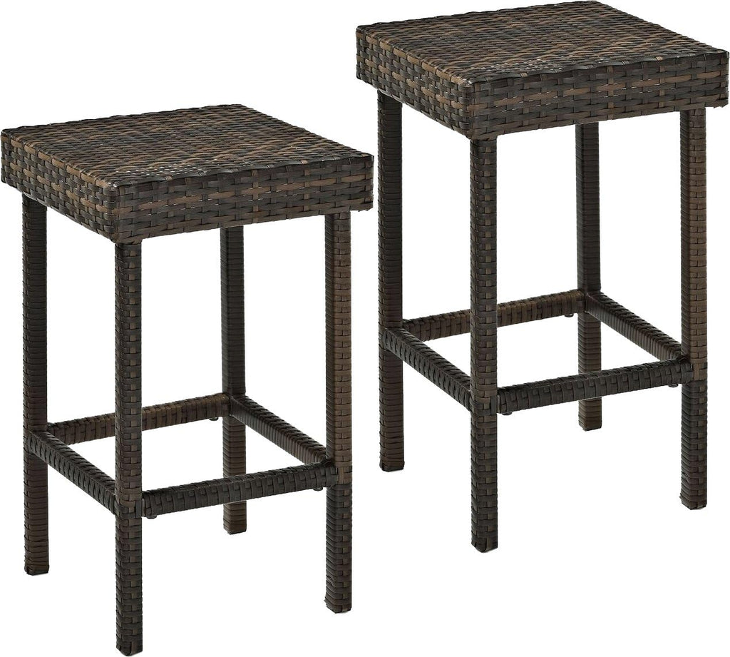 Furniture Brown Palm Harbor Wicker Counter Height Outdoor Bar Stools Set of 2 for Patio Backyard Deck