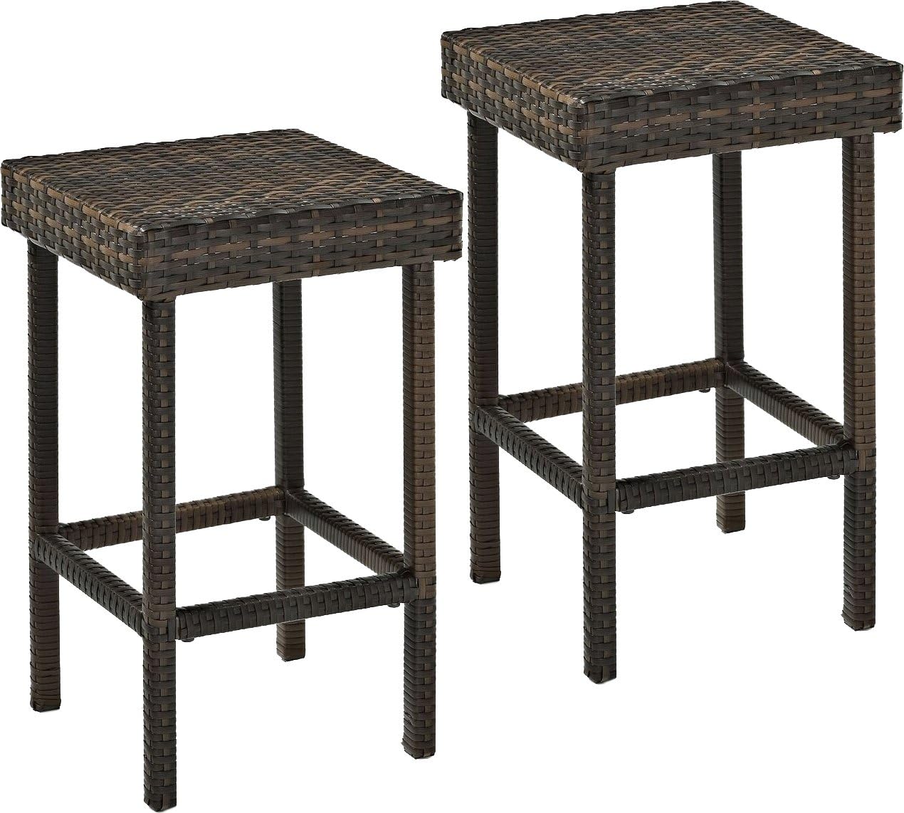 Furniture Brown Palm Harbor Wicker Counter Height Outdoor Bar Stools Set of 2 for Patio Backyard Deck