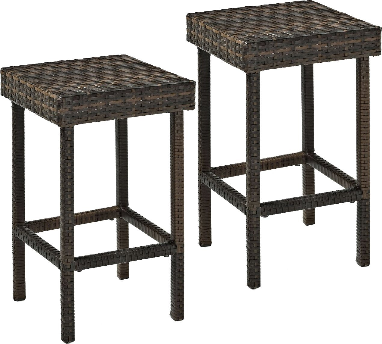Furniture Brown Palm Harbor Wicker Counter Height Outdoor Bar Stools Set of 2 for Patio Backyard Deck