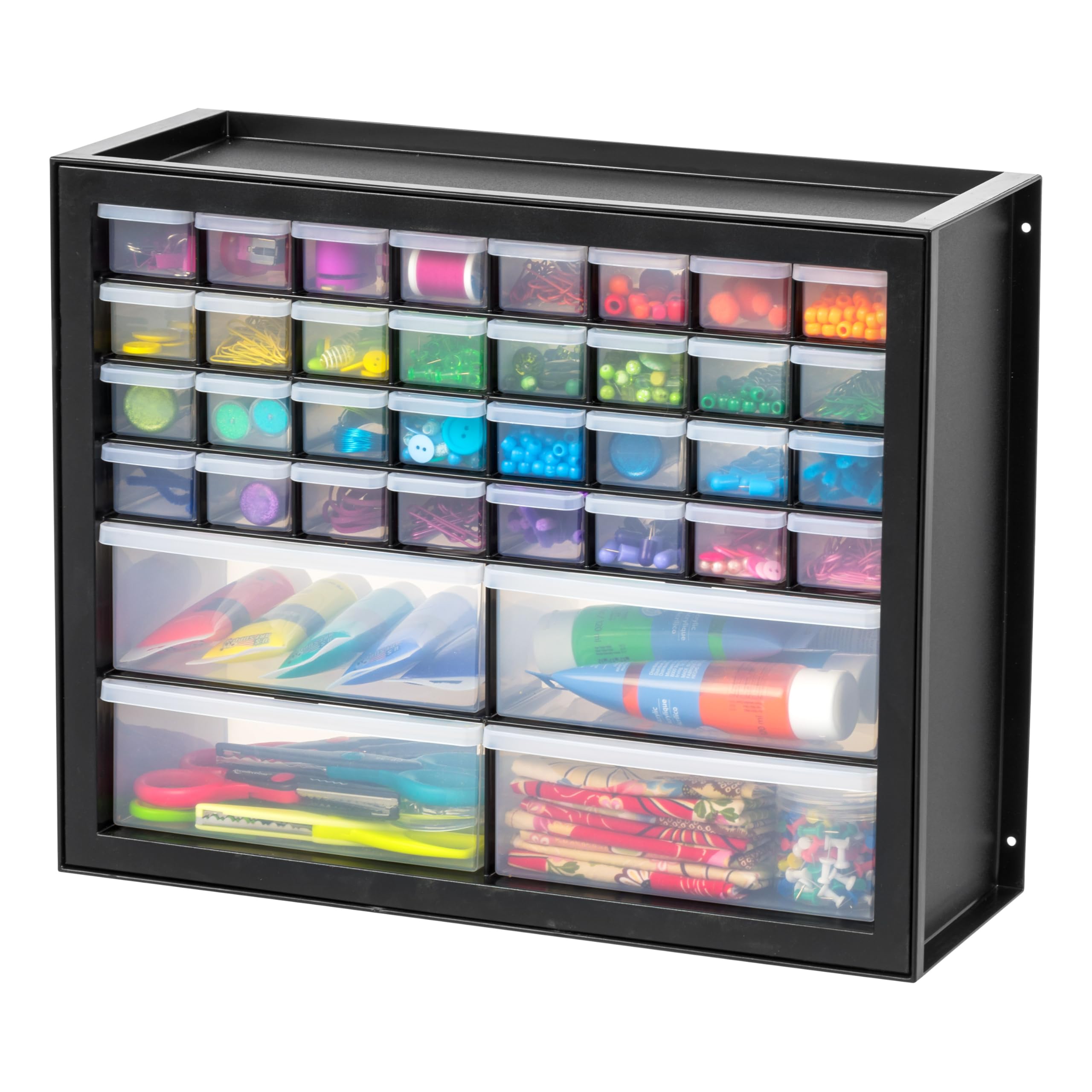 IRIS USA 44-Drawer Small Parts Organizer, Made in USA, Storage Drawers for Beads, Crafts, Building Bricks, Screws, Nuts, Bolts, Electronics, Hardware, Stackable Garage Storage Cabinet, White