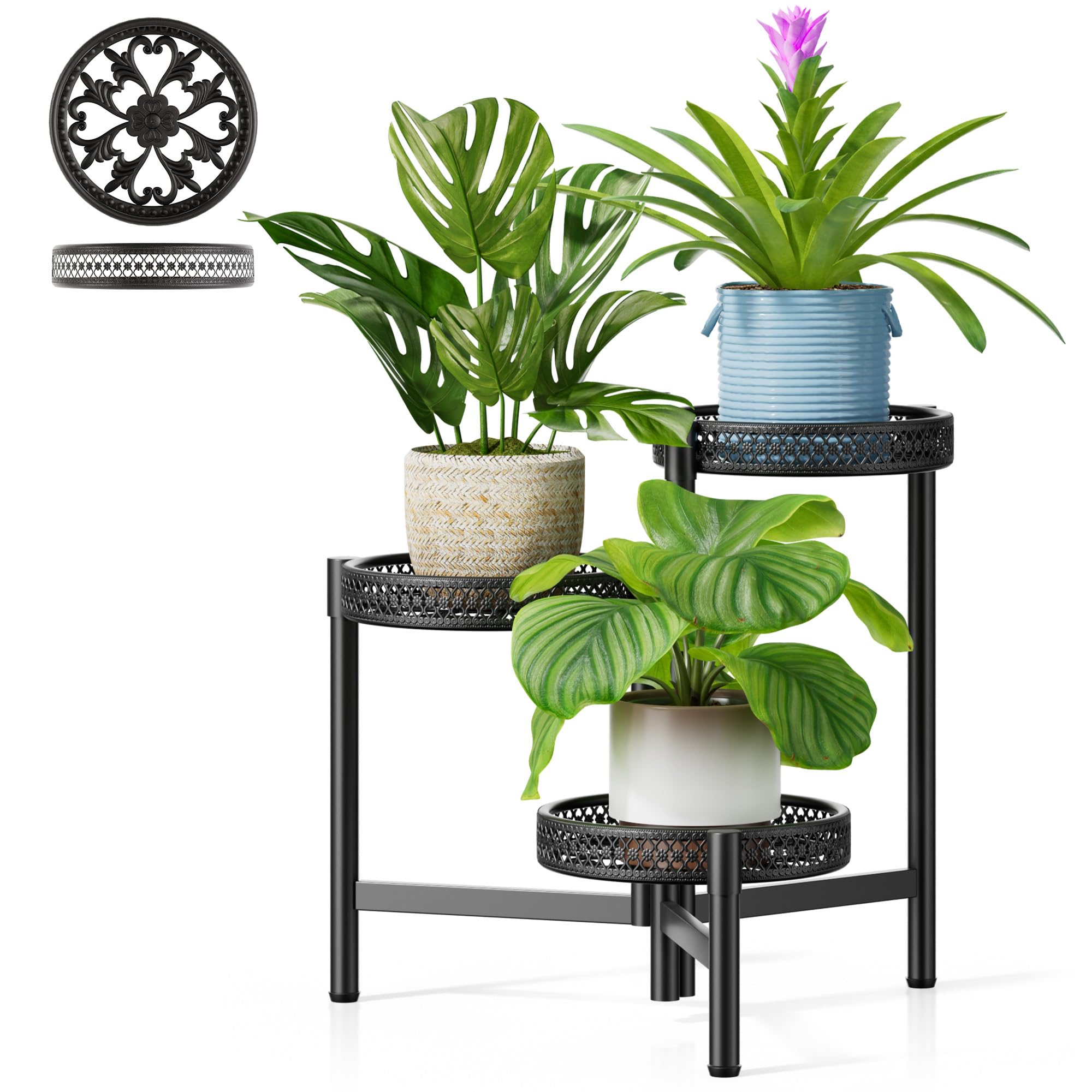 Gold Plant Stand Indoor Outdoor, Corner Metal Flower Pot Stands for Multiple Plants, 5 Tier Heavy Duty Plant Shelf for Patio Garden Balcony Living Room Bedroom - GoldWave
