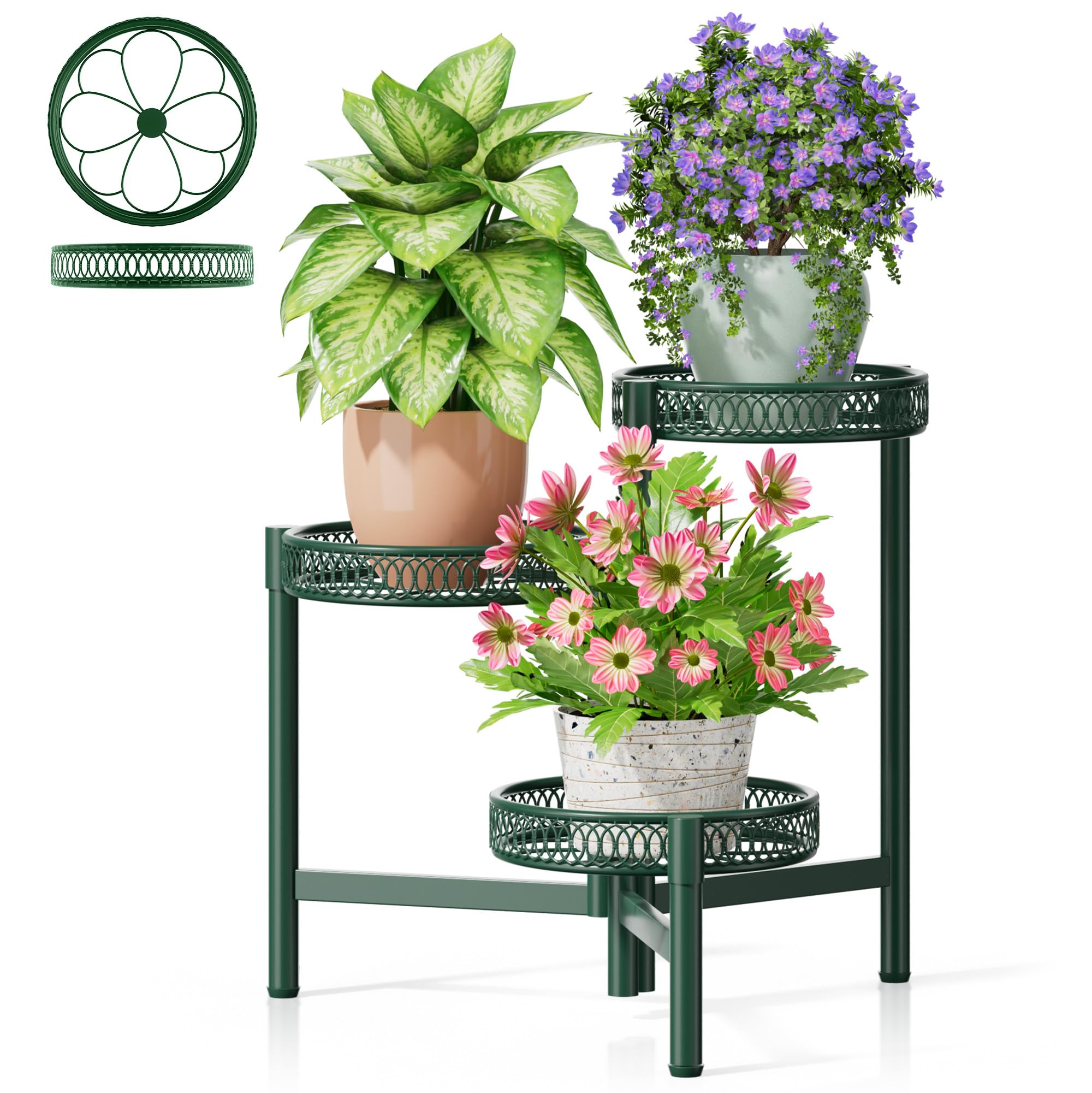 Gold Plant Stand Indoor Outdoor, Corner Metal Flower Pot Stands for Multiple Plants, 5 Tier Heavy Duty Plant Shelf for Patio Garden Balcony Living Room Bedroom - GoldWave