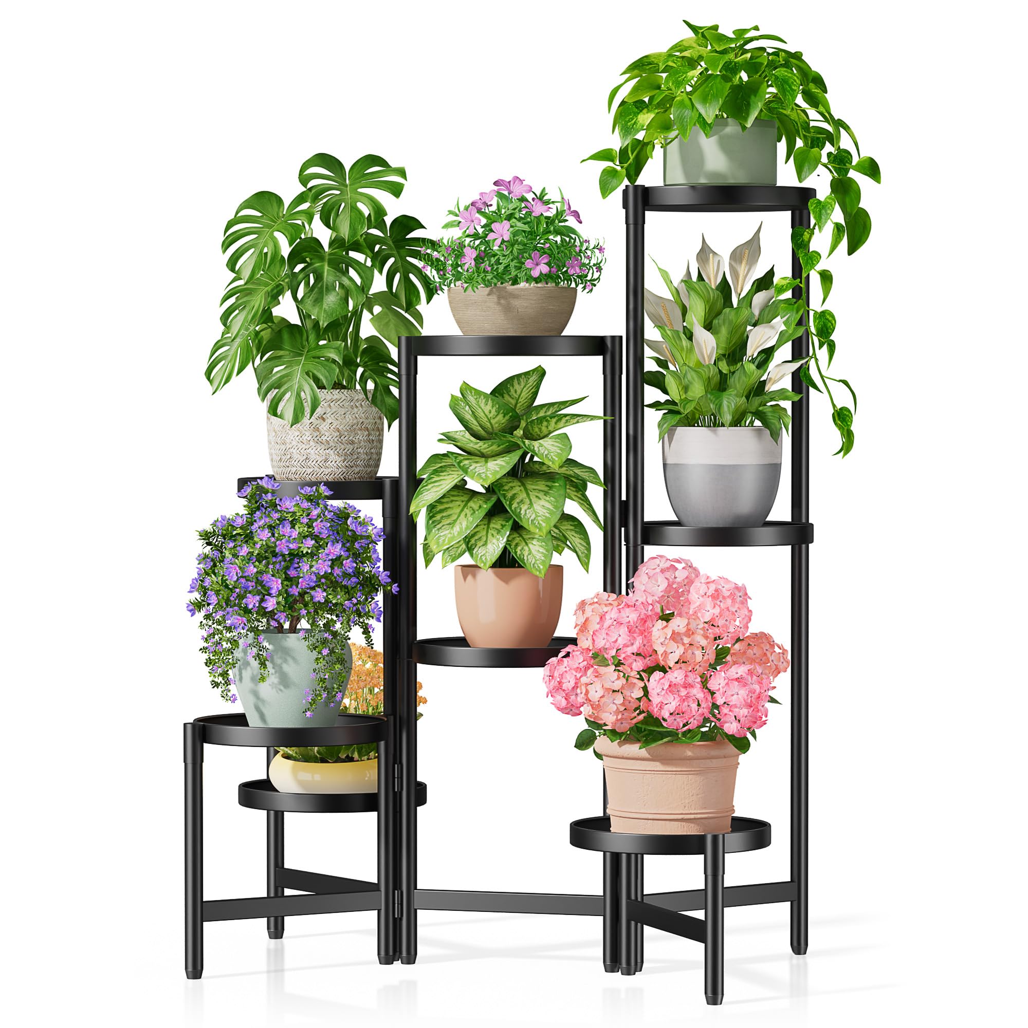 Gold Plant Stand Indoor Outdoor, Corner Metal Flower Pot Stands for Multiple Plants, 5 Tier Heavy Duty Plant Shelf for Patio Garden Balcony Living Room Bedroom - GoldWave