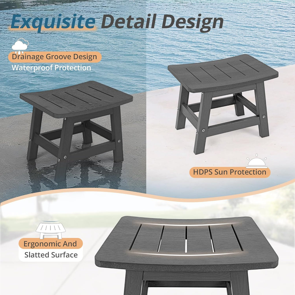 LUE BONA Outdoor Adirondack Ottomans, Footrest Footstool, Outdoor Foot Rest for Patio, HDPS All Weather Waterproof Footrest Footstool for Adirondack Chair, Dark Gray