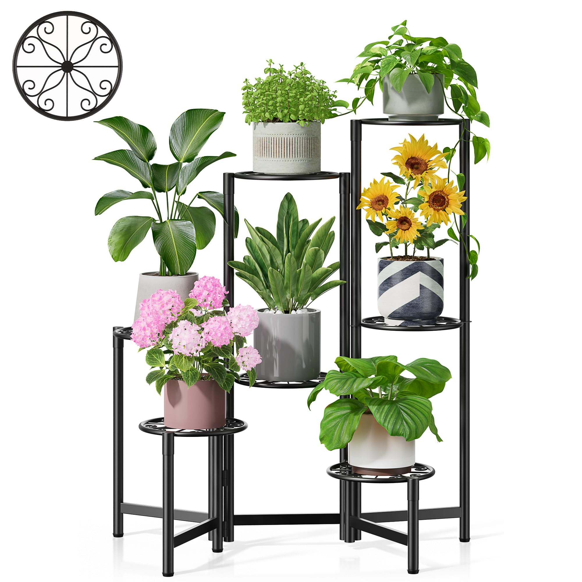 Gold Plant Stand Indoor Outdoor, Corner Metal Flower Pot Stands for Multiple Plants, 5 Tier Heavy Duty Plant Shelf for Patio Garden Balcony Living Room Bedroom - GoldWave