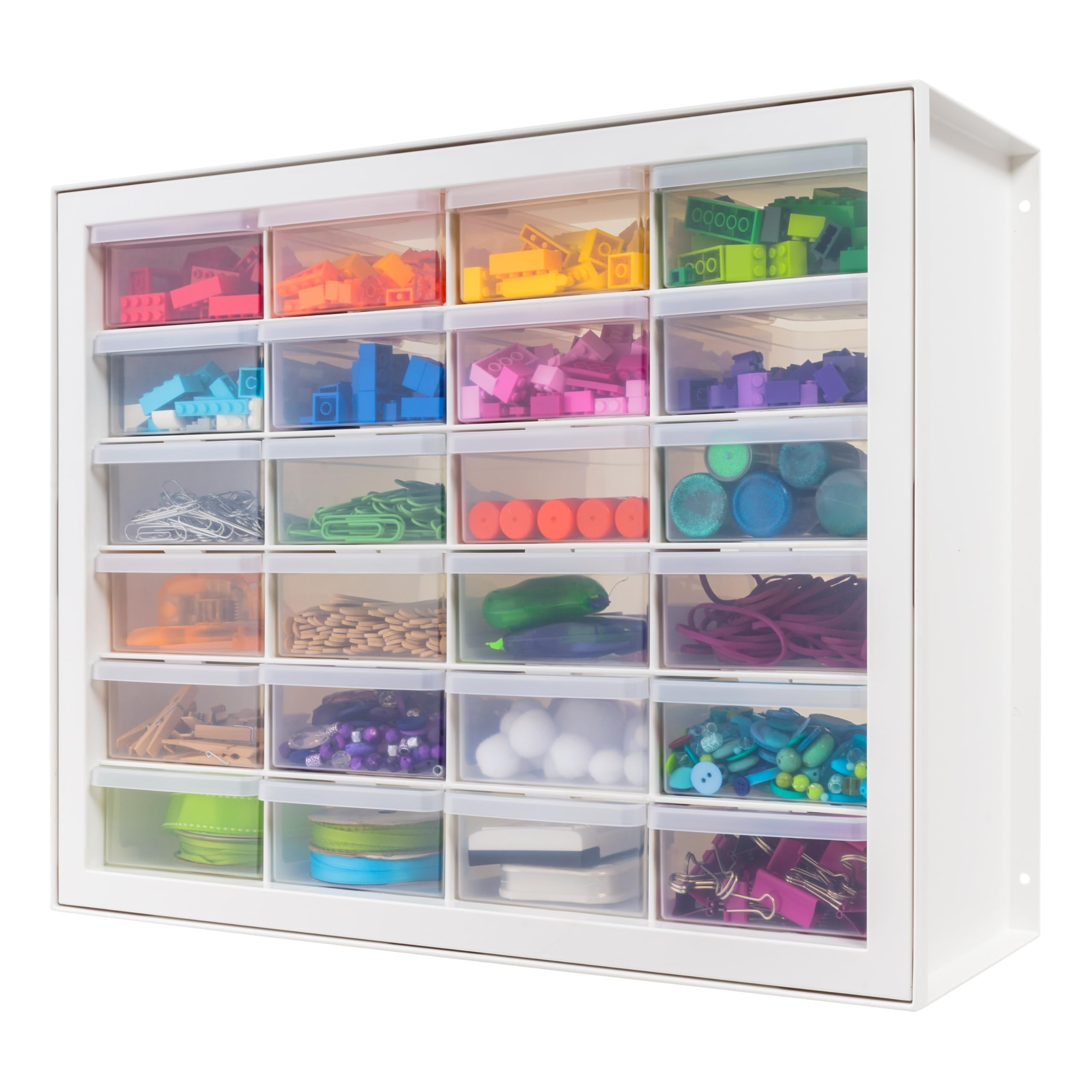 Black 24-Drawer Plastic Storage Organizer Made in USA for Tools Crafts Bricks Small Business Supplies