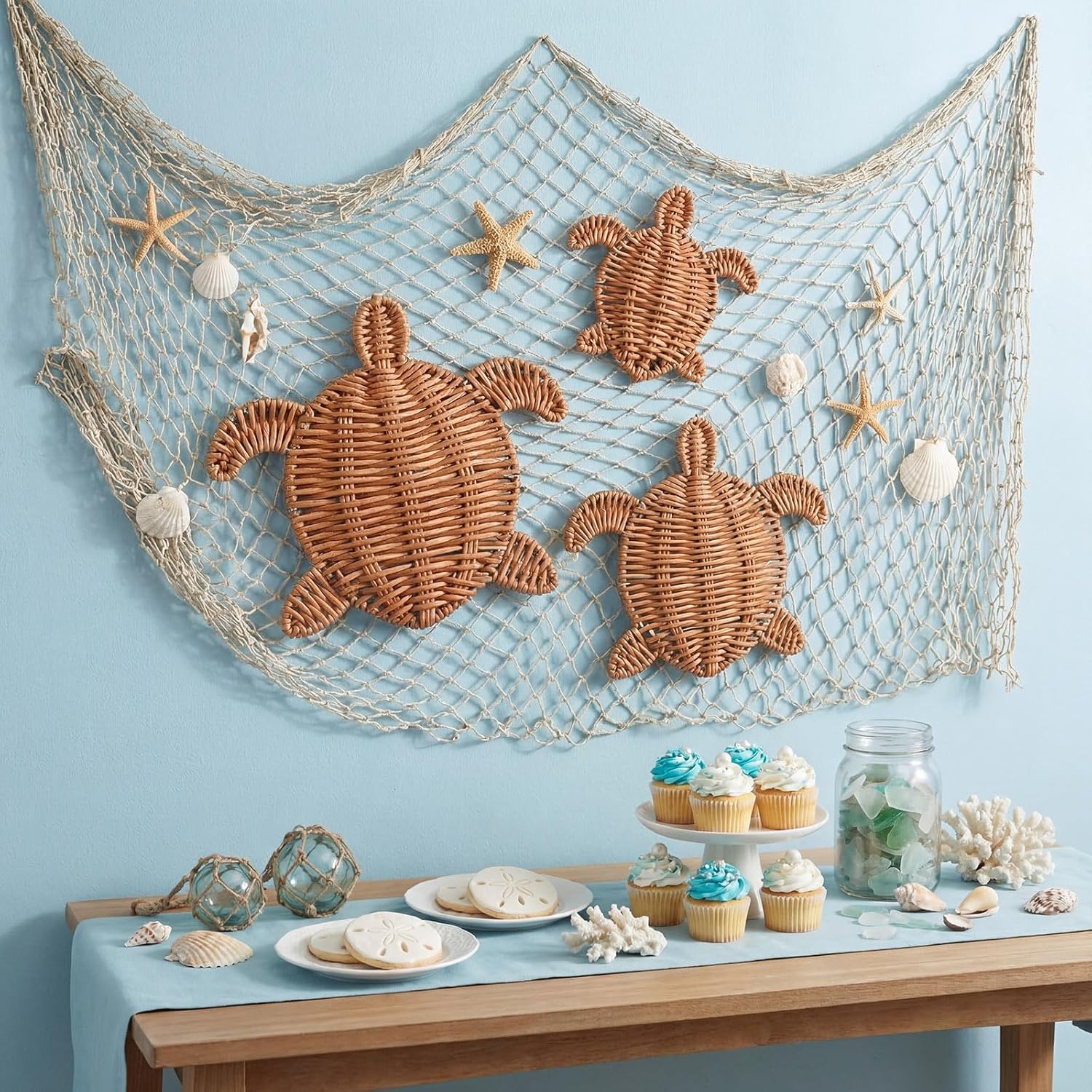 3 Size Handmade Wicker Sea Turtle Wall Decor Coastal Boho Rattan Ornament for Indoor Outdoor Home Party