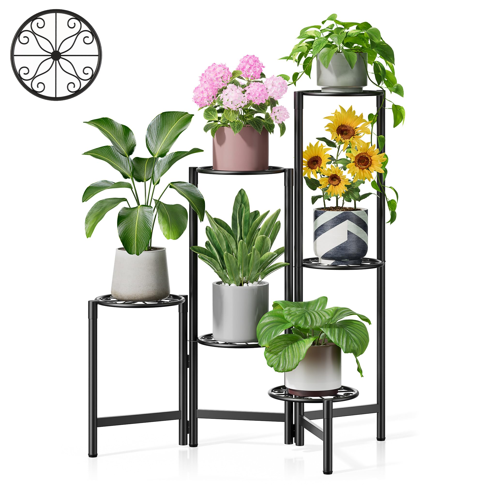Gold Plant Stand Indoor Outdoor, Corner Metal Flower Pot Stands for Multiple Plants, 5 Tier Heavy Duty Plant Shelf for Patio Garden Balcony Living Room Bedroom - GoldWave